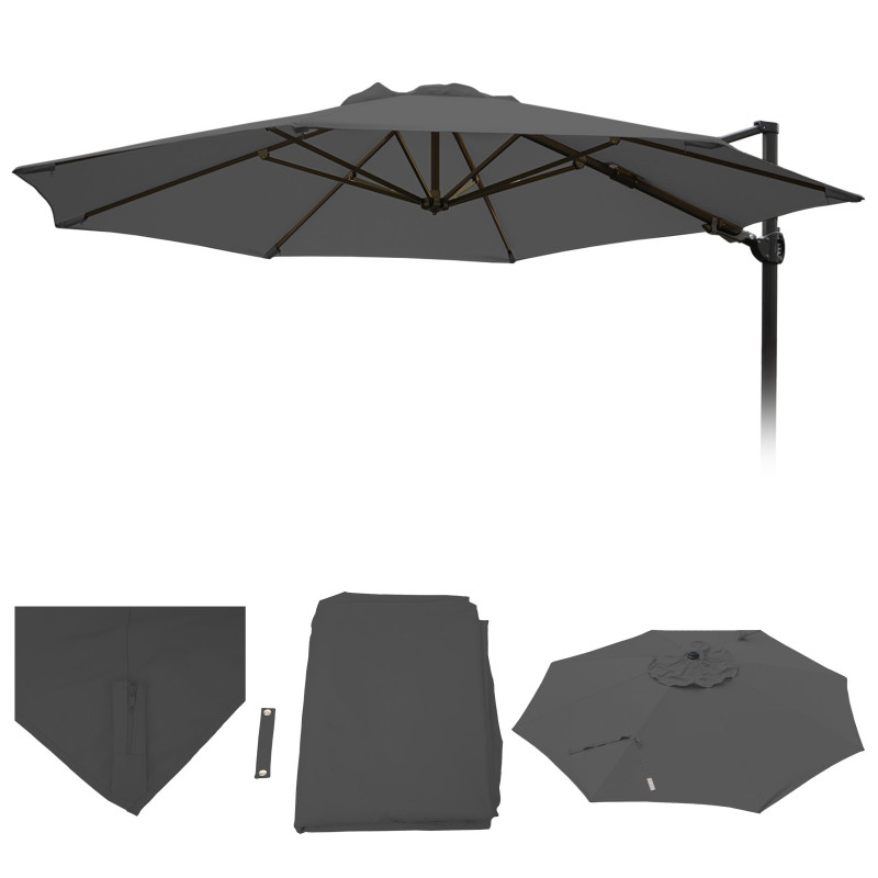 Toile pour parasol, hotte de circulation Ø 3,5m polyester 250g/m² - anthracite