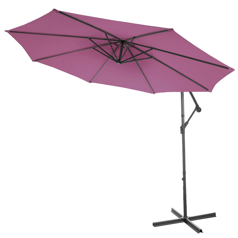 Acerra, parasol, protection solaire, Ø 3m inclinable, polyester/acier 11kg -lavande avec support