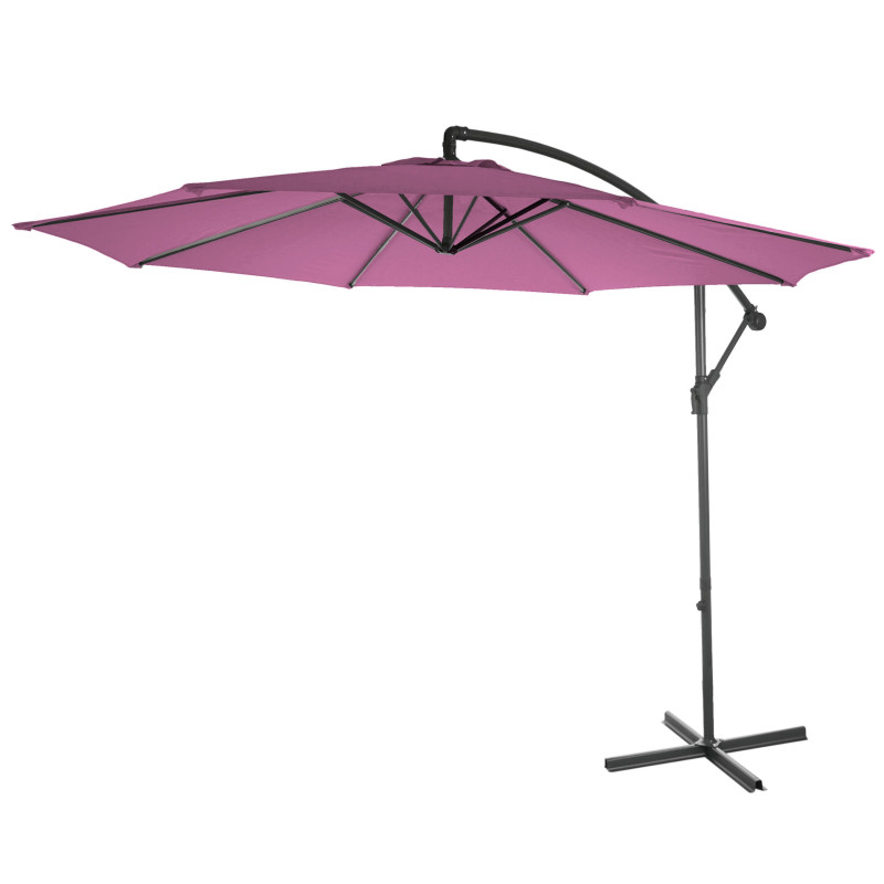 Parasol Acerra, parasol parasol, Ø 3m inclinable, polyester/acier 11kg - rouge lavande sans socle