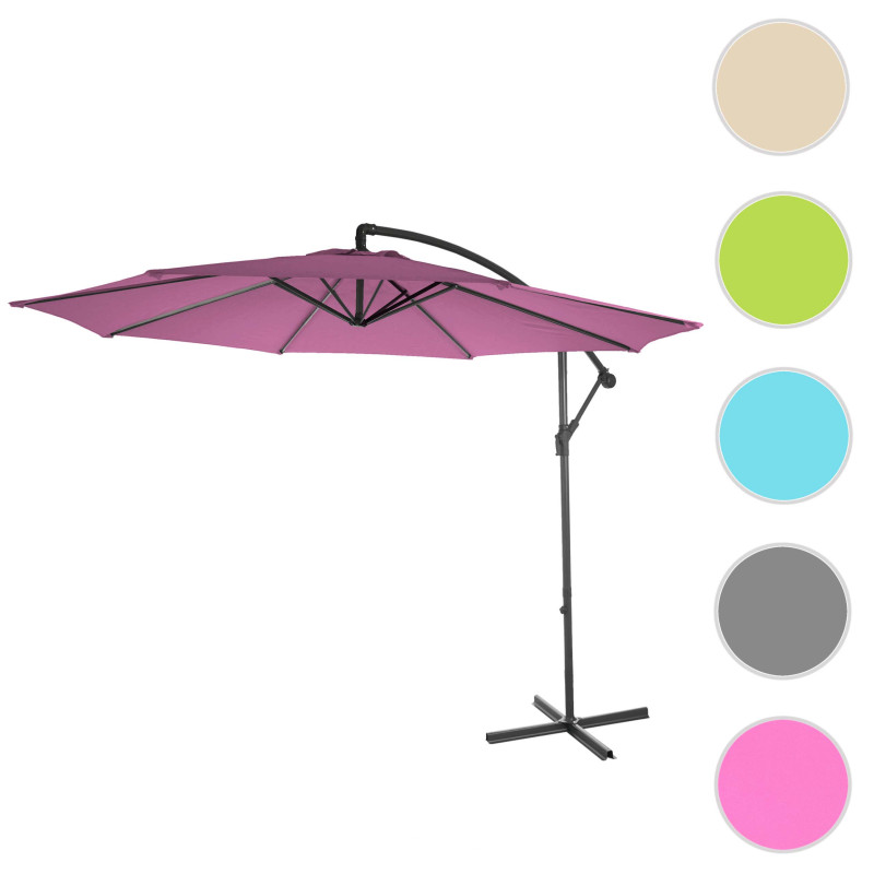 Parasol Acerra, parasol parasol, Ø 3m inclinable, polyester/acier 11kg - rouge lavande sans socle