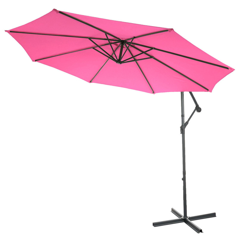 Acerra, parasol, protection solaire, Ø 3m inclinable, polyester/acier 11kg - rose avec support