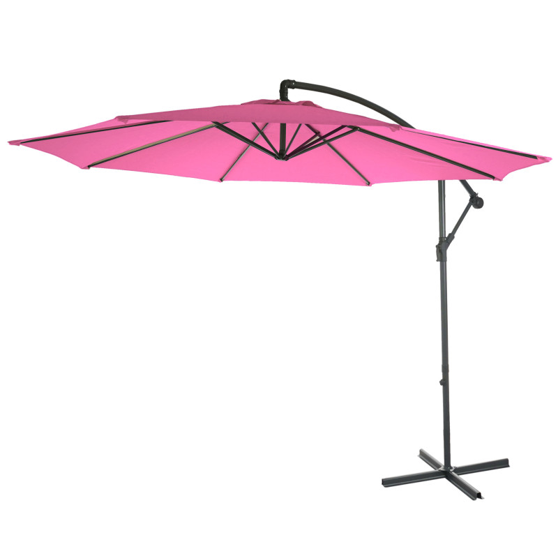 Parasol Acerra, parasol parasol, Ø 3m inclinable, polyester/acier 11kg - rose sans socle