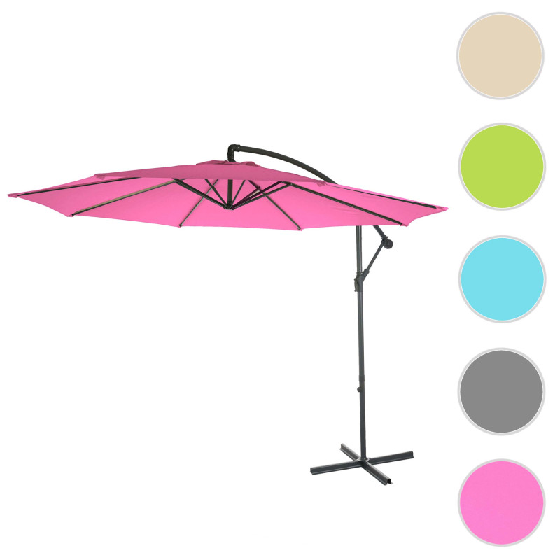 Parasol Acerra, parasol parasol, Ø 3m inclinable, polyester/acier 11kg - rose sans socle