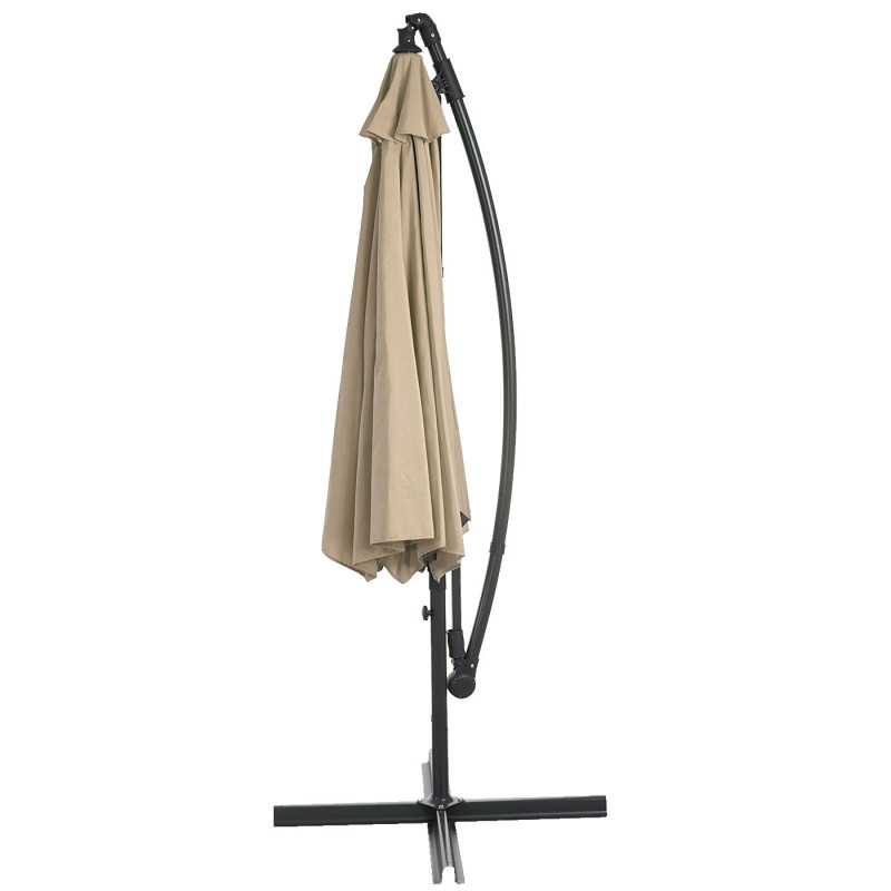 Acerra, parasol, protection solaire, Ø 3m inclinable, polyester/acier 11kg - sable-beige avec support