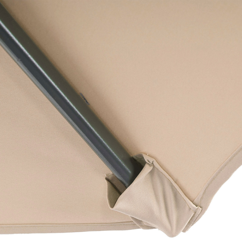 Acerra, parasol, protection solaire, Ø 3m inclinable, polyester/acier 11kg - sable-beige avec support