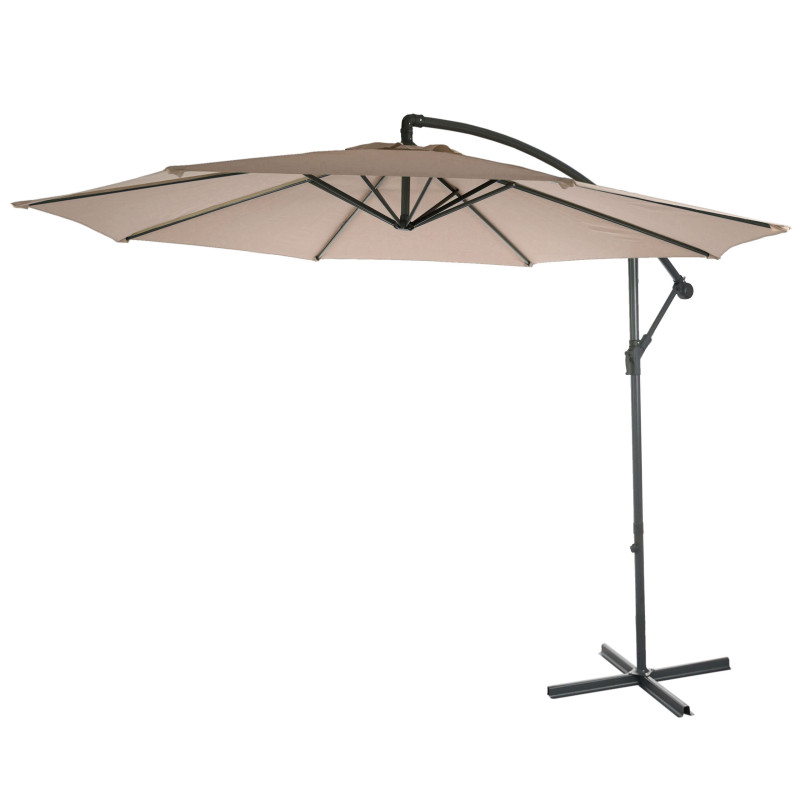 Parasol Acerra, parasol parasol, Ø 3m inclinable, polyester/acier 11kg - sable-beige sans socle