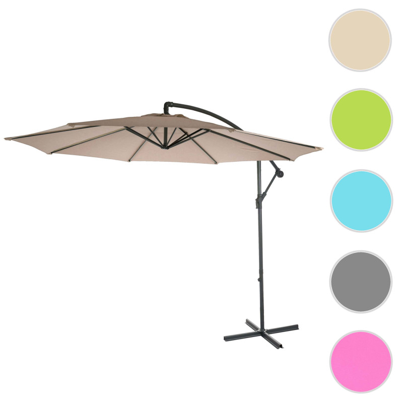 Parasol Acerra, parasol parasol, Ø 3m inclinable, polyester/acier 11kg - sable-beige sans socle