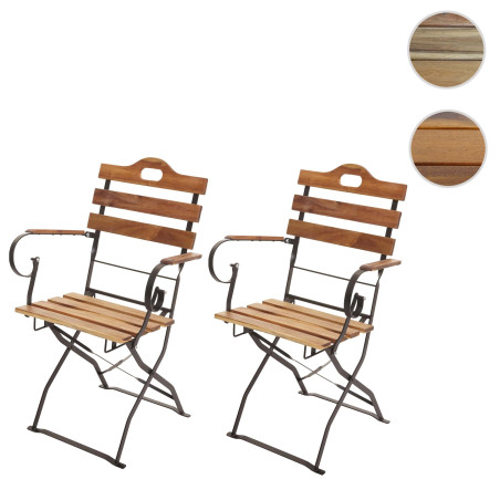 2x chaise de jardin chaise de jardin pliante, qualité gastronomique acacia certifié MVG - brun