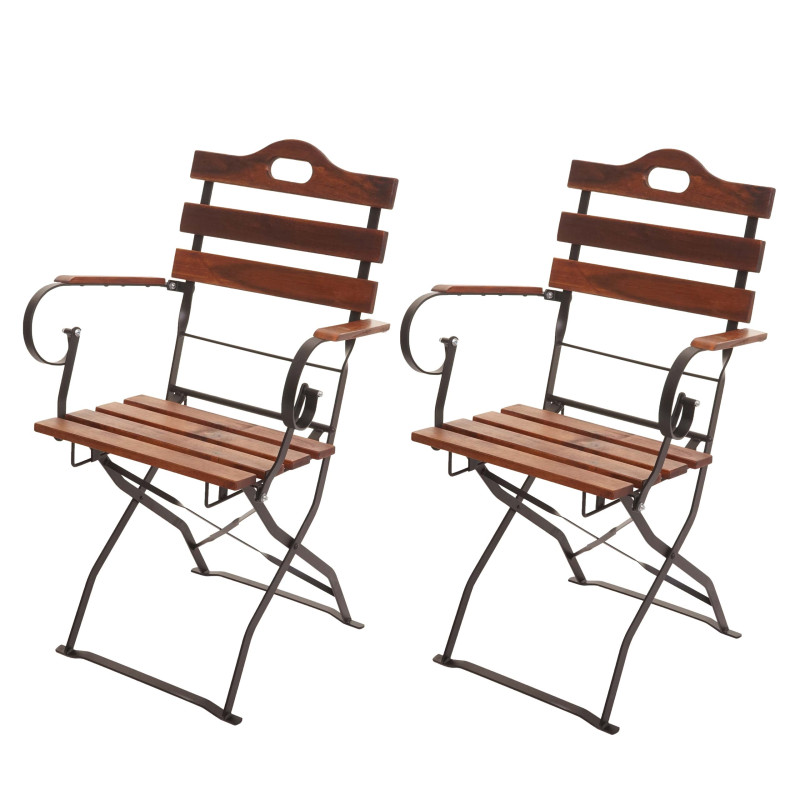 2x chaise de jardin chaise de jardin pliante, qualité gastronomique acacia certifié MVG - brun