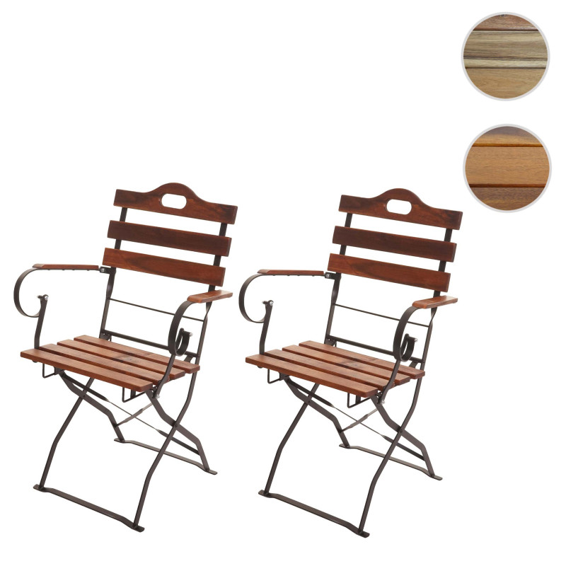 2x chaise de jardin chaise de jardin pliante, qualité gastronomique acacia certifié MVG - brun