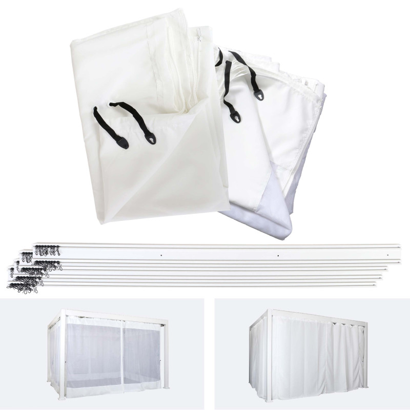 Paroi latérale pour Pergola set de 4 pièces + Moustiquaire Pavillon Paroi de remplacement- 4x3m blanc