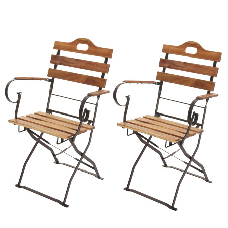 2x chaise de jardin à bière chaise de jardin, qualité gastro acacia certifié MVG - couleur naturelle