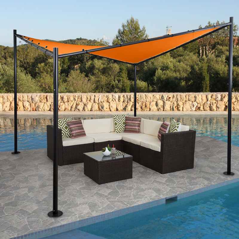 Pergola auvent de pavillon de jardin, armature robuste en acier - 3x3m terre cuite