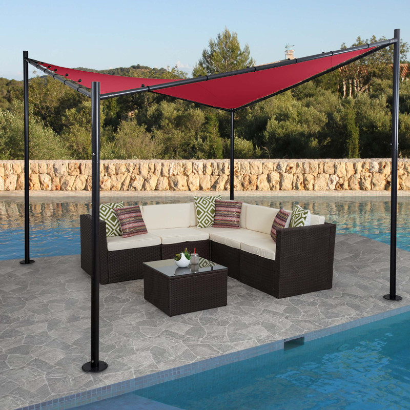 Pergola auvent de pavillon de jardin, armature robuste en acier - 3x3m bordeaux