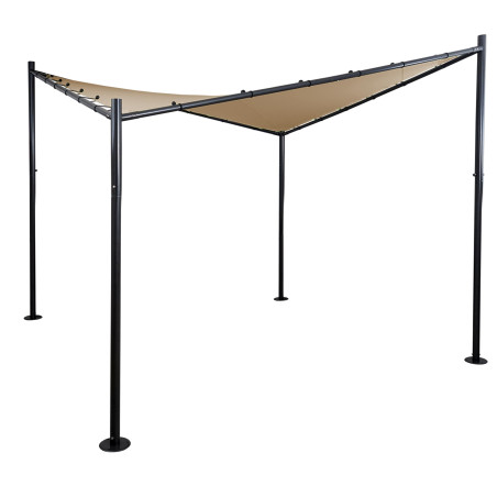 Pergola auvent de pavillon de jardin, armature robuste en acier - 3x3m taupe