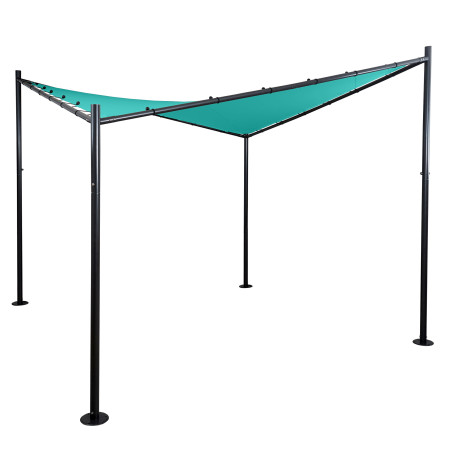 Pergola auvent de pavillon de jardin, armature robuste en acier - 3x3m turquoise