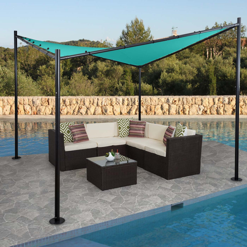 Pergola auvent de pavillon de jardin, armature robuste en acier - 3x3m turquoise