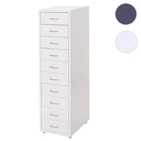 Caisson a roulettes Boston T851, armoire à tiroirs armoire en acier, 110x28x41cm 10 tiroirs - gris foncé