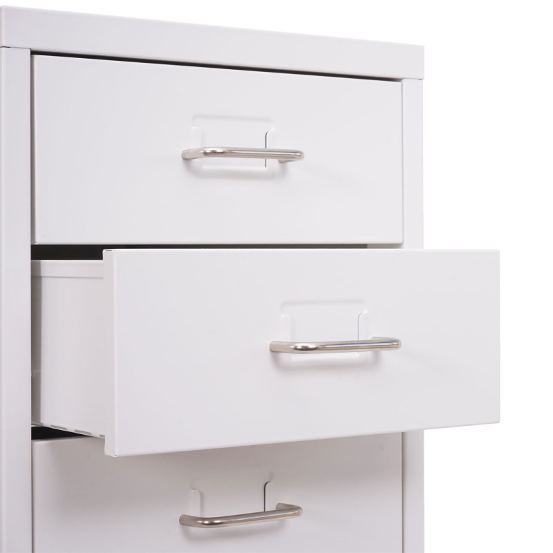 Caisson a roulettes Boston T851, armoire à tiroirs armoire en acier, 110x28x41cm 10 tiroirs - blanc