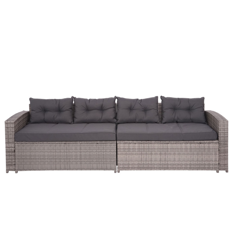 Ensemble poly rotin ensemble balcon/jardin/salon - gris, coussins gris foncé