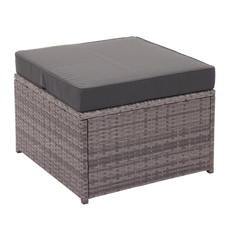 Ensemble poly rotin ensemble balcon/jardin/salon - gris, coussins gris foncé