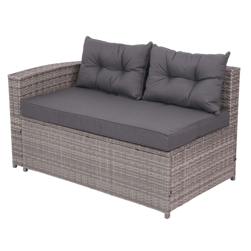 Ensemble poly rotin ensemble balcon/jardin/salon - gris, coussins gris foncé