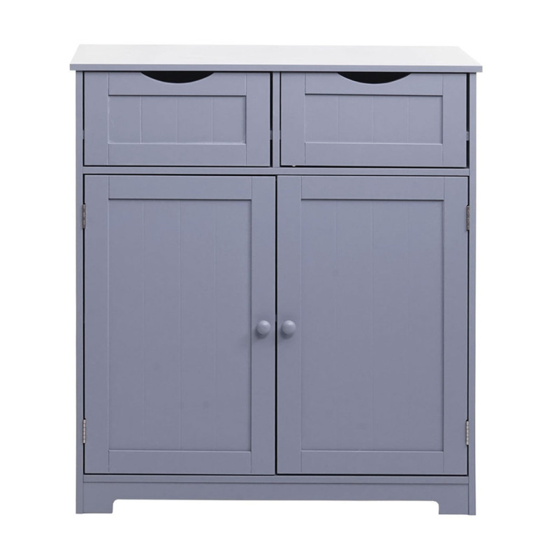 Commode meuble à tiroirs, 2 tiroirs et 2 portes 80x70x35cm - gris