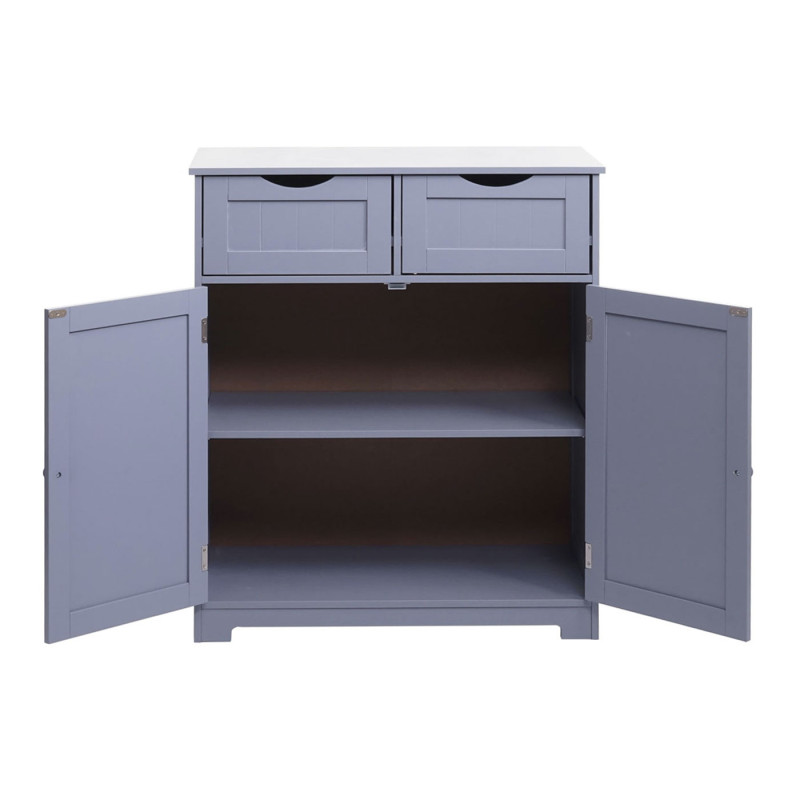 Commode meuble à tiroirs, 2 tiroirs et 2 portes 80x70x35cm - gris