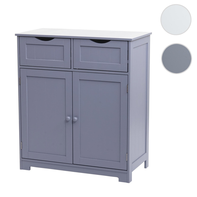 Commode meuble à tiroirs, 2 tiroirs et 2 portes 80x70x35cm - gris