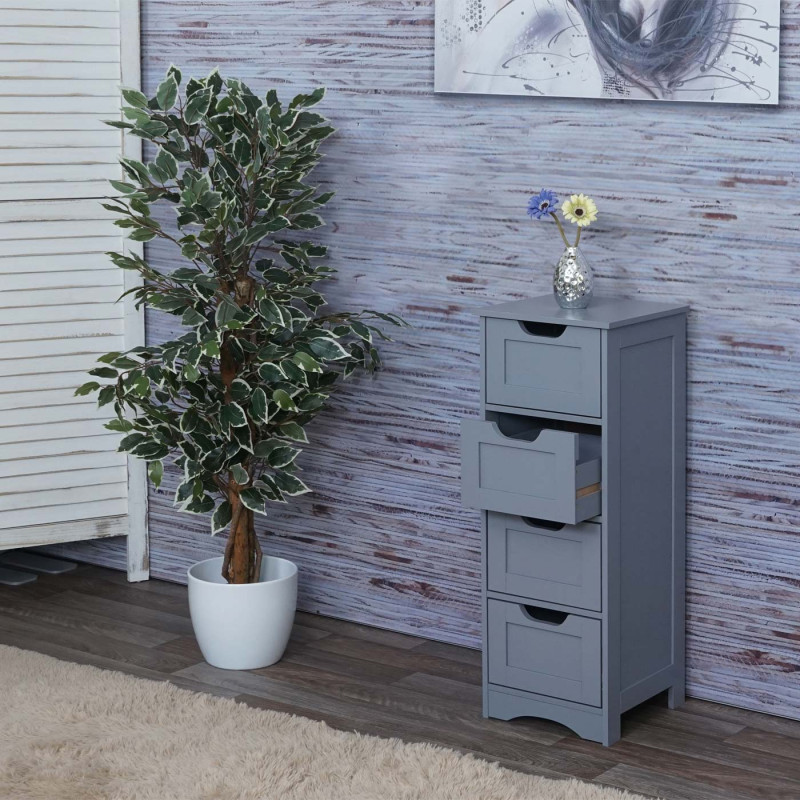 Commode meuble à tiroirs, 4 tiroirs 80x30x26cm - gris