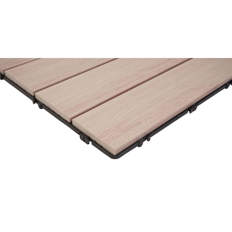 Dalle de sol en WPC aspect bois pour balcon/terrasse - 4x chaque 50x50cm 1m², gaufré brun naturel