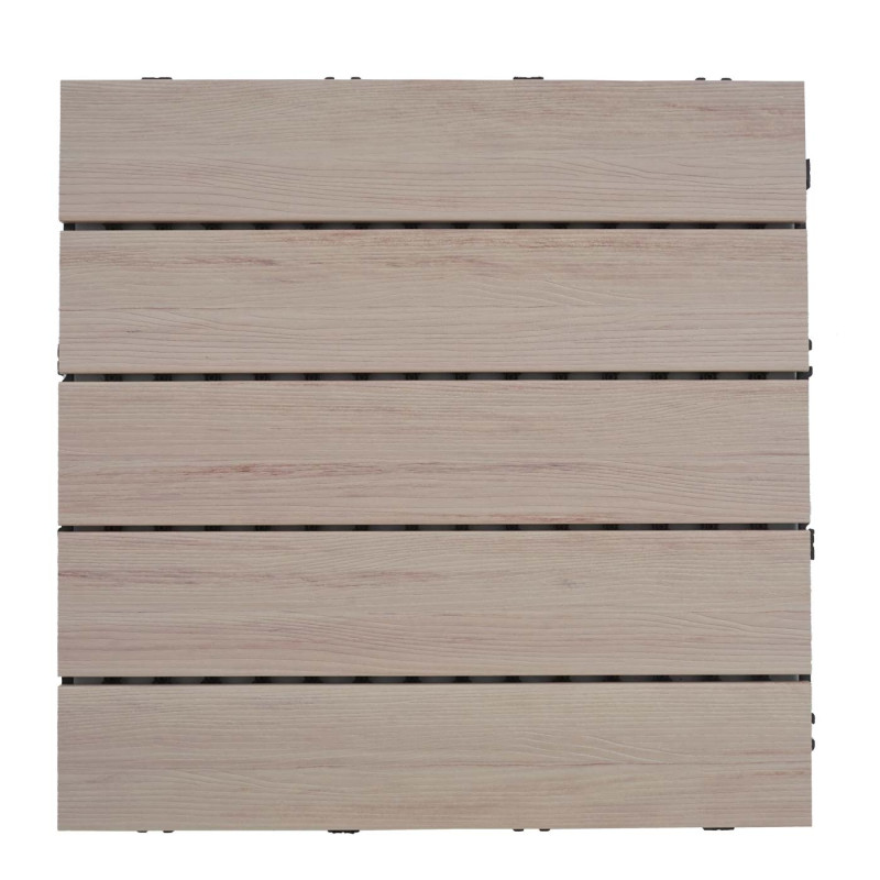 Dalle de sol en WPC aspect bois pour balcon/terrasse - 4x chaque 50x50cm 1m², gaufré brun naturel