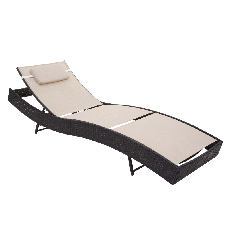 Bain de soleil Savannah, bain de soleil de jardin, poly rotin - anthracite, housse blanc crème