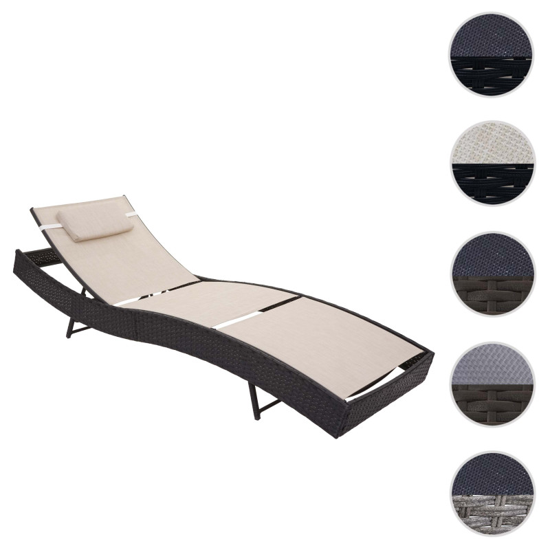 Bain de soleil Savannah, bain de soleil de jardin, poly rotin - anthracite, housse blanc crème