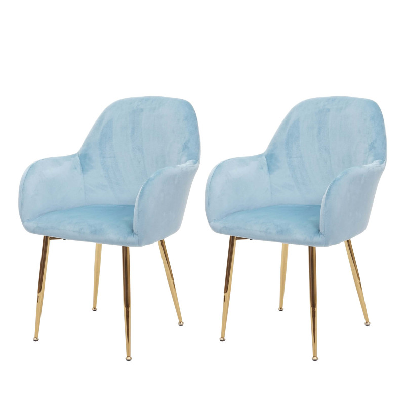 2x chaise de salle à manger , design rétro - velours menthe, pieds dorés