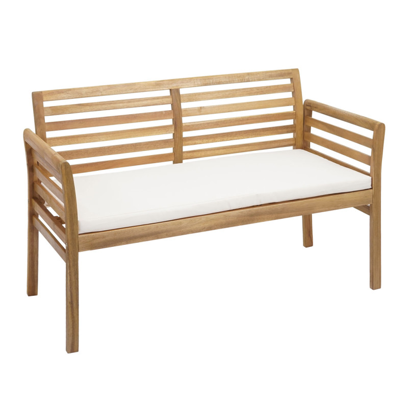 Ensemble de jardin groupe de sièges pour balcon, bois d'acacia massif - coussins crème