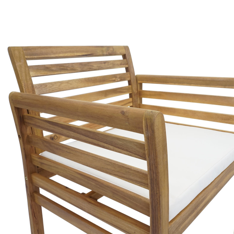 Ensemble de jardin groupe de sièges pour balcon, bois d'acacia massif - coussins crème