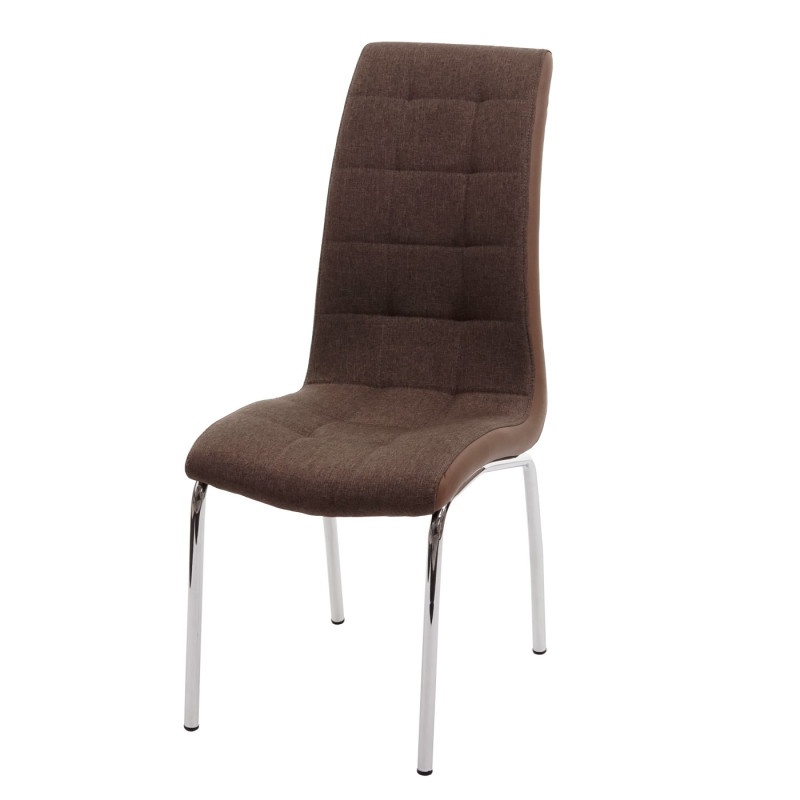 6x chaise de salle à manger , similicuir/tissu - brun