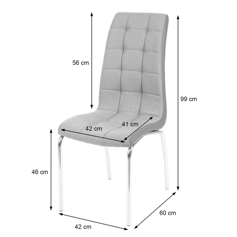 6x chaise de salle à manger , similicuir/tissu - brun