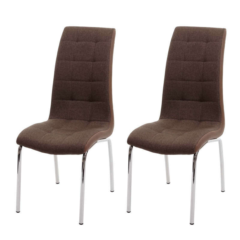 2x chaise de salle à manger , similicuir/tissu - brun