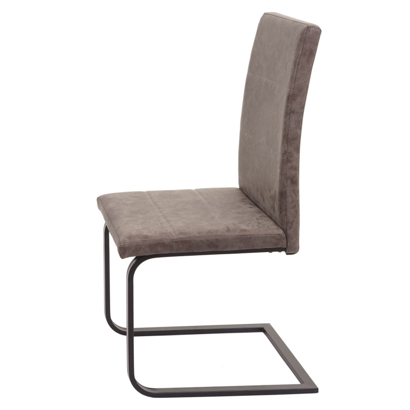 2x fauteuil de conférence fauteuil visiteur luge, simili cuir - suédine marron, châssis noir