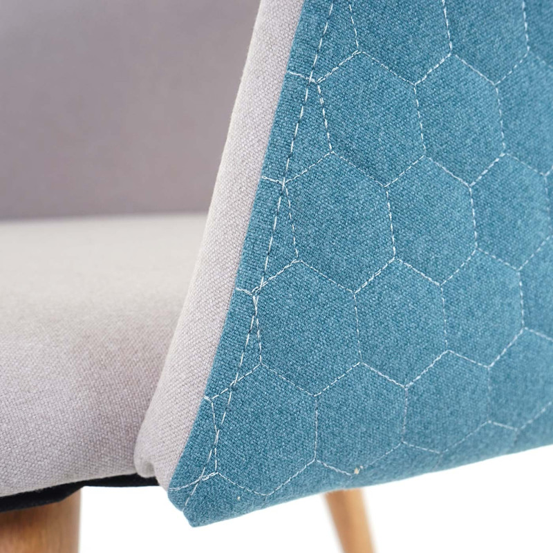 Chaise de salle à manger , accoudoirs tissu/textile - gris clair-turquoise