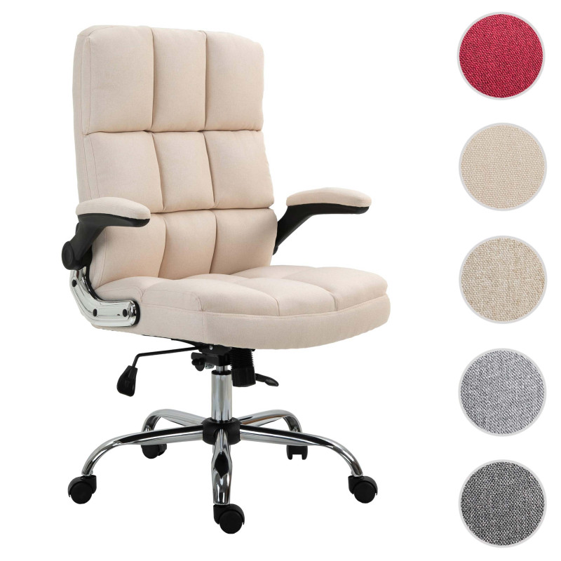 Chaise de bureau chaise de bureau pivotante, réglable en hauteur - tissu/textile crème-beige