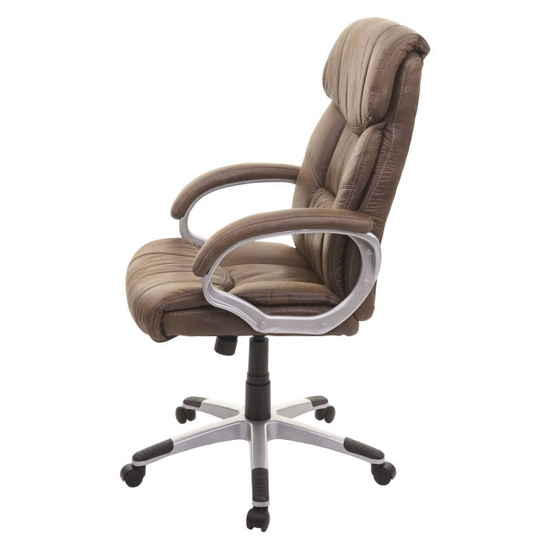 Chaise de bureau chaise pivotante, tissu - imitation daim, brun