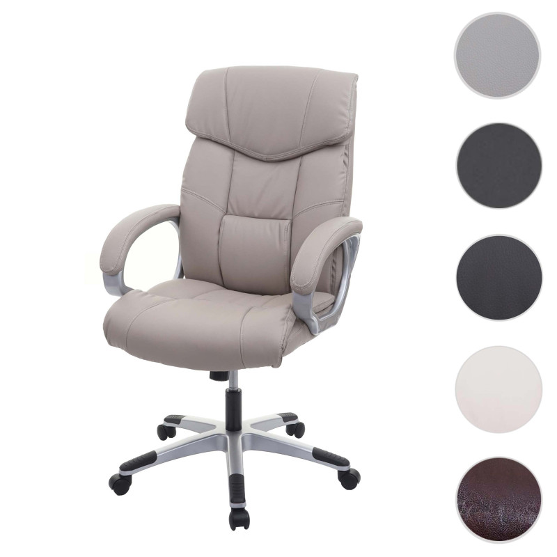 Chaise de bureau siège de direction pivotant, simili cuir - café-brun