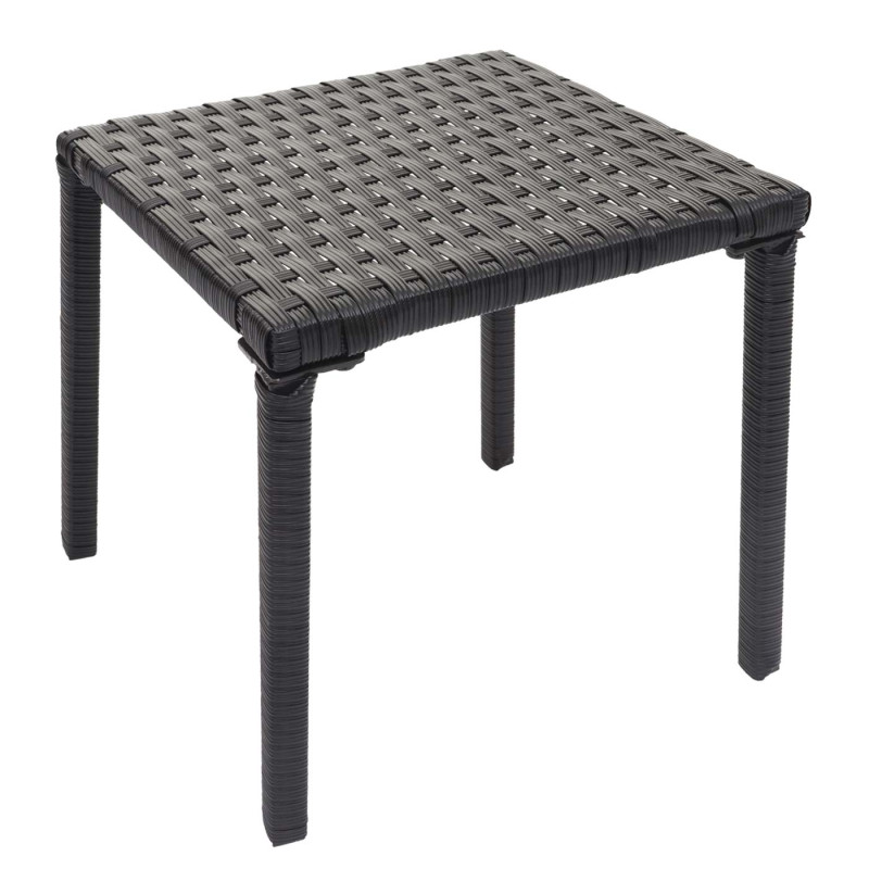 2x Chaises longues en polyrotin - noir, coussins crème-beige