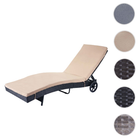 Bain de soleil bain de soleil de jardin, poly-rattan - anthracite, coussins terracotta