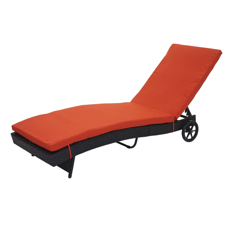 Bain de soleil bain de soleil de jardin, poly-rattan - anthracite, coussins terracotta