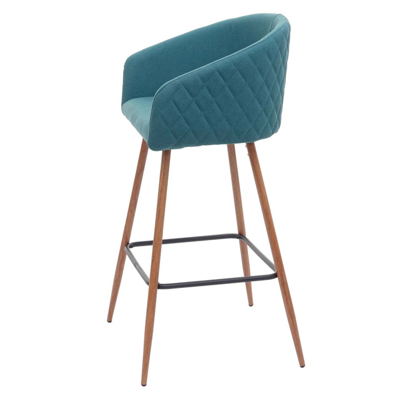 2x tabouret de bar chaise bar/comptoir, avec dossier, tissu - turquoise