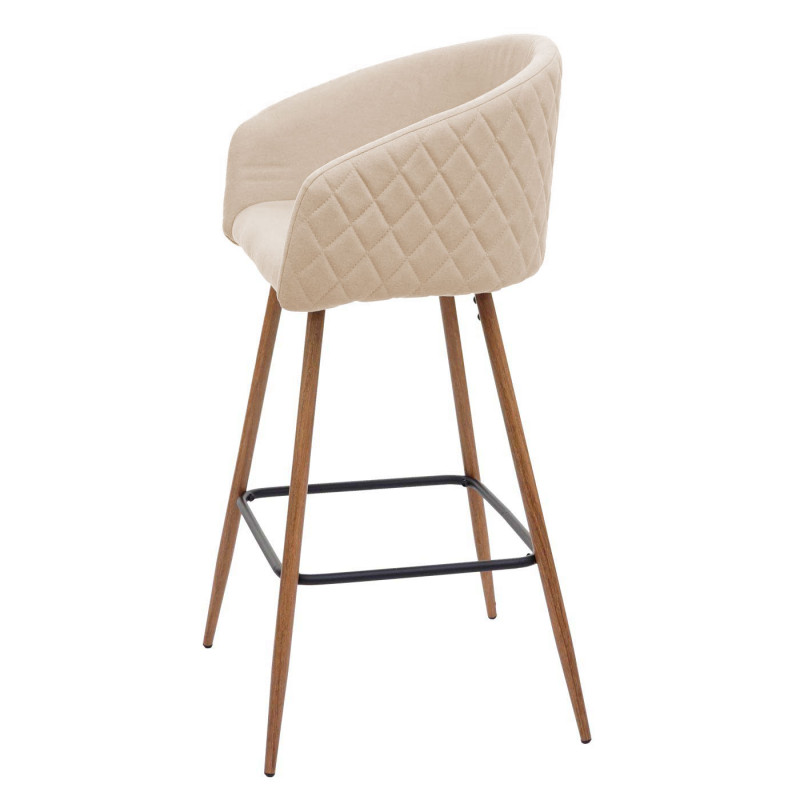 2x tabouret de bar chaise bar/comptoir, avec dossier, tissu - crème-beige